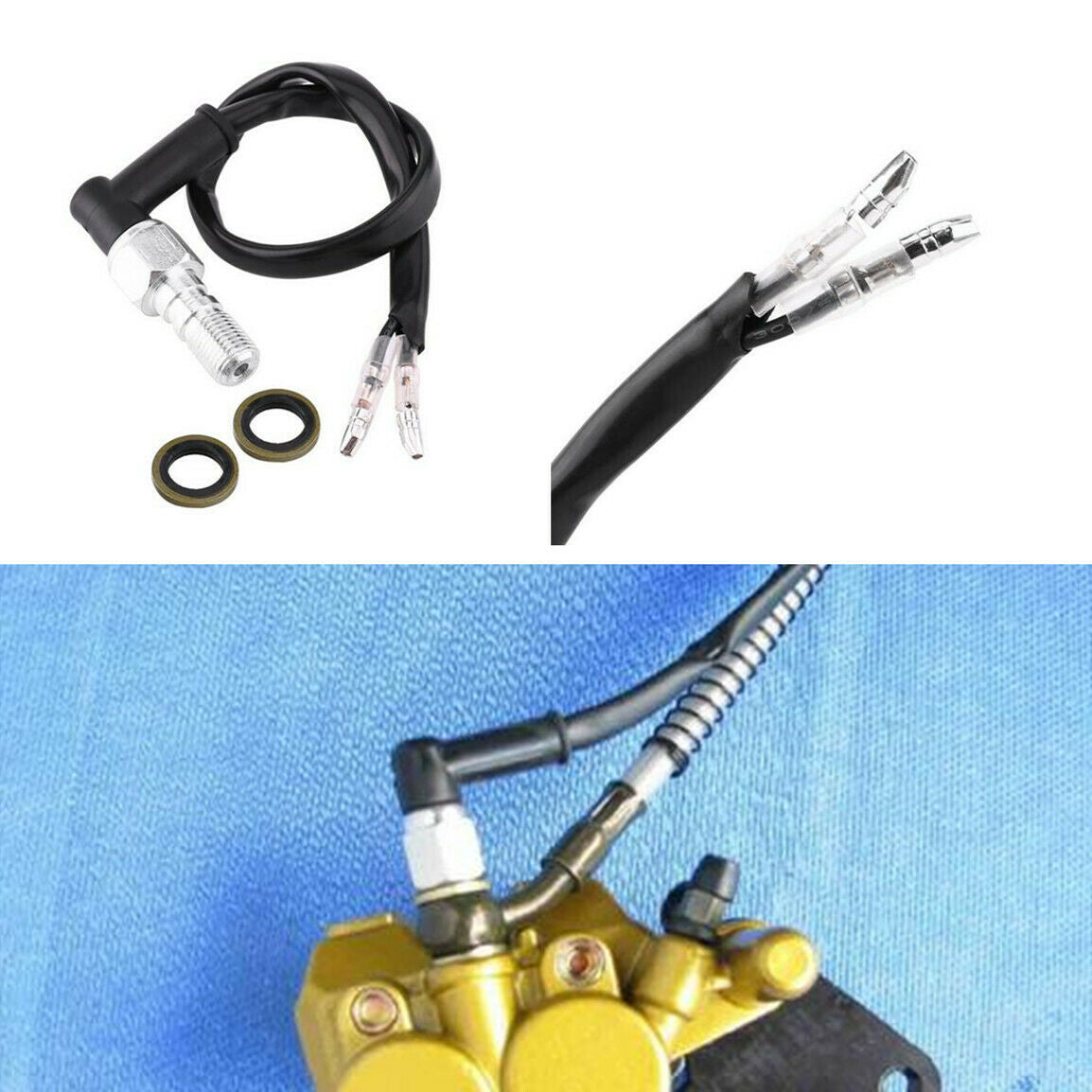 Motorcycle Hydraulic Braking Oil Hose 10mmx1.25mm Banjo Bolt with 2 Spacer Rings