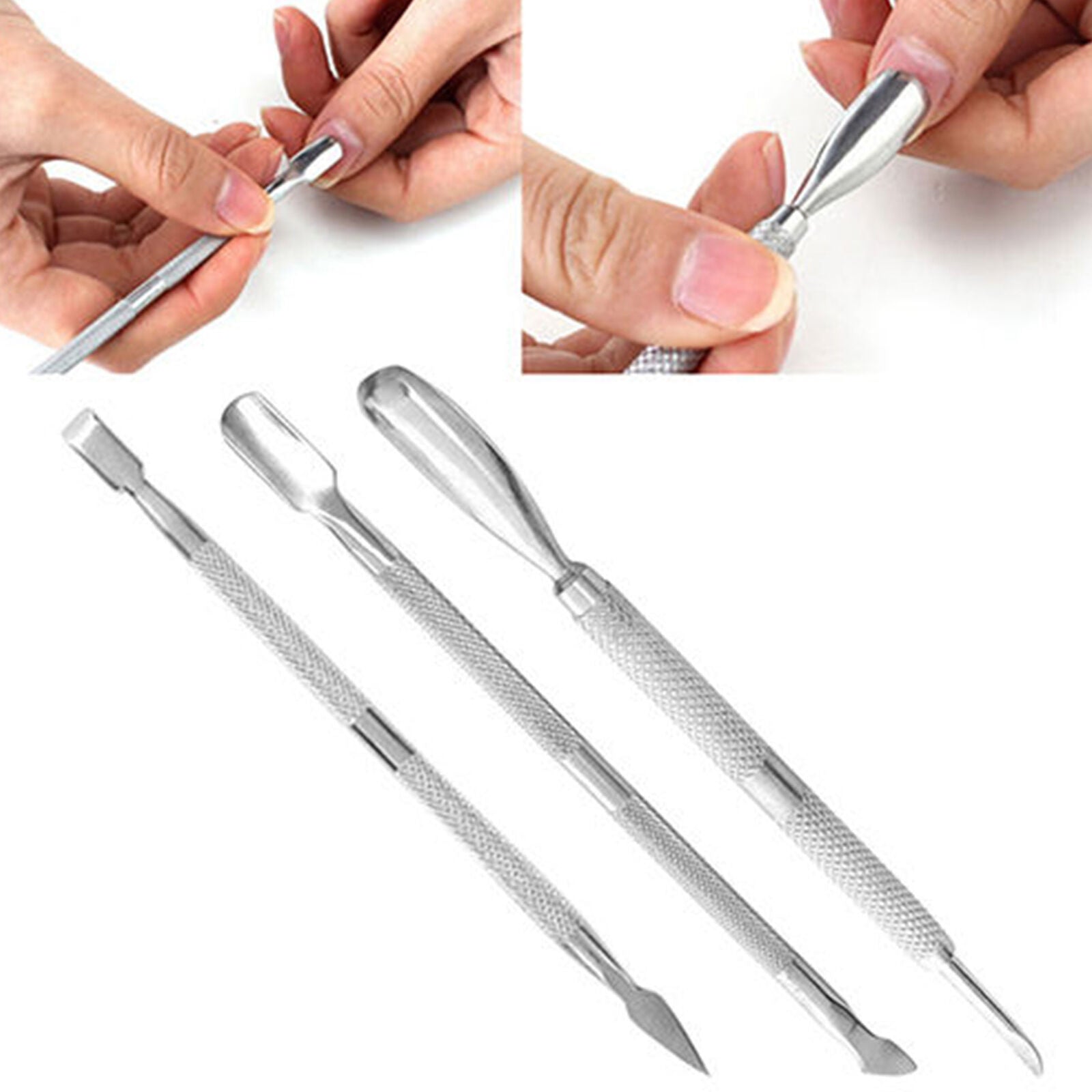 3Pcs Cuticle Tools Spoon Pusher Remover Manicure Pedicure Set