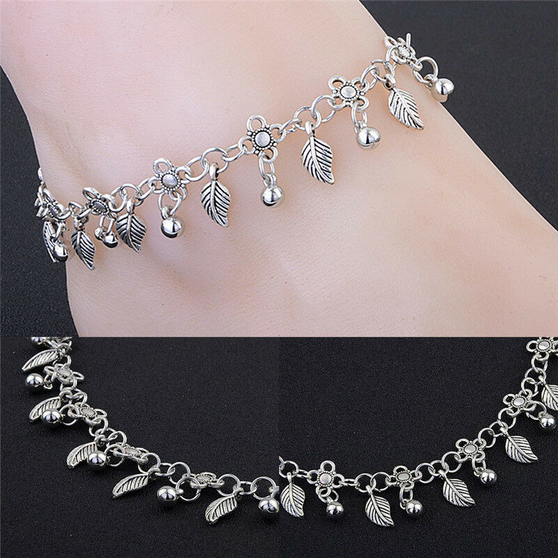 Hot Retro Metal Water Drops Leaf Tassel Anklet Chain Bohemia Anklet Jewelry Pb