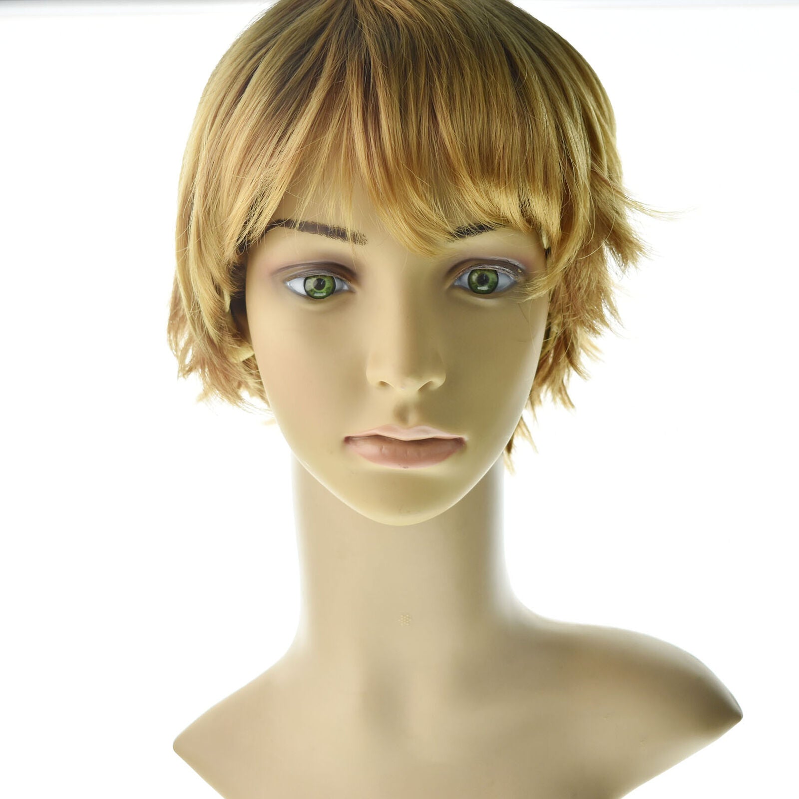 Lady Natural Short Hair Wig Pixie Curly Cropped Boycut Full Wig Women Bob+Cap