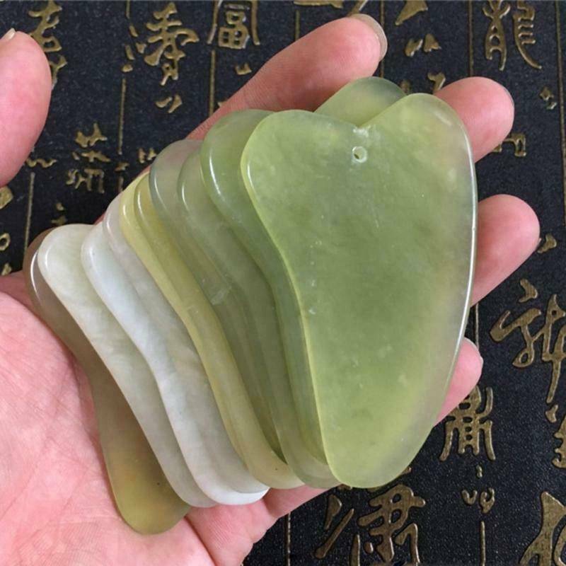 Natural Gua Sha Jade Green Quartz Stone Face Board Tool Heart Shape Massage-Tool