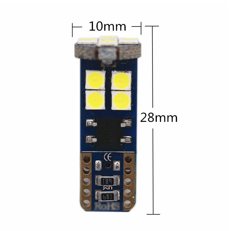 10PCS Canbus T10 3030 12 SMD LED White Car Side Light Lamp License Plate Bulbs