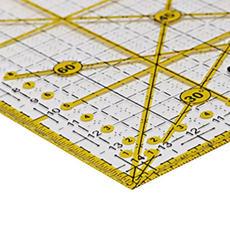 Quilting Ruler,Cut Acrylic Quilters' Ruler with Double Colored Grid Lines for Ea