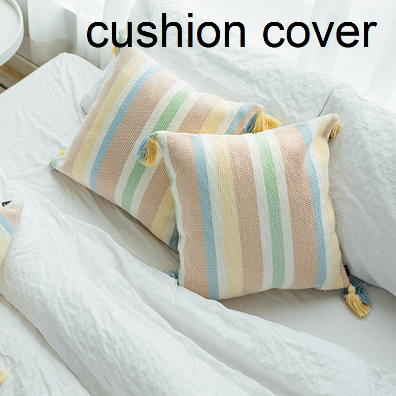 1PC Pillowcase Cotton Blend Stripe Cushion Case Cover 45cm Square Decor Boho