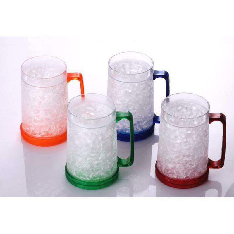 Freezer Ice Beer Mug Double Wall Gel Frosty Beer Cup Drinking Glasses Wine Cup