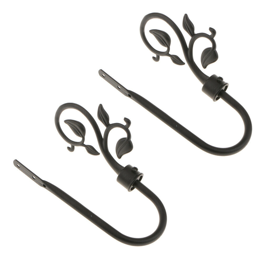 4-piece U Shape Metal Leaf Curtain Hook Window Drapery Tieback Hanger Black