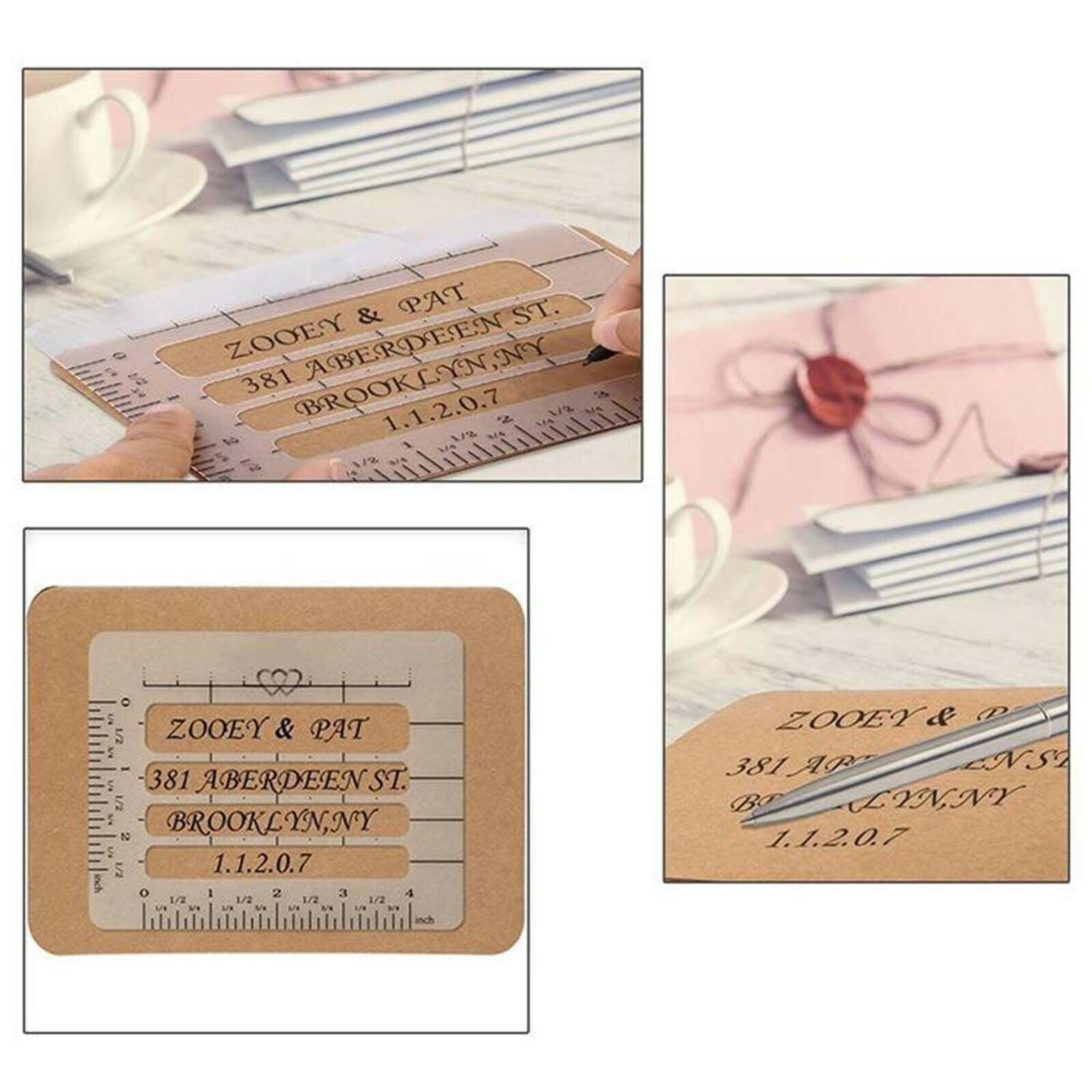 4pcs Envelope Address Guide Stencils Lettering Straight Template