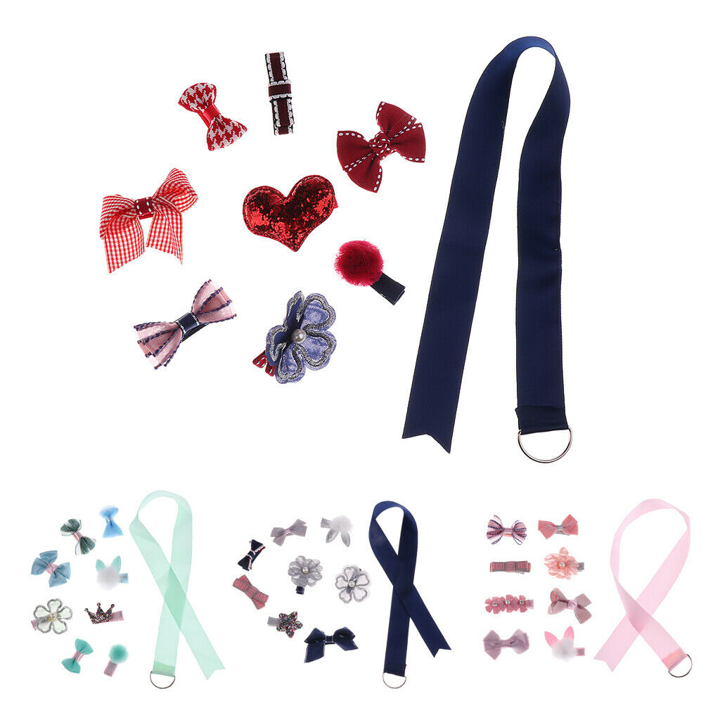 9 Pcs Ribbon Bow Flower Mixed Design Baby Girl Toddler Hair Clips  9 Pcs-Red