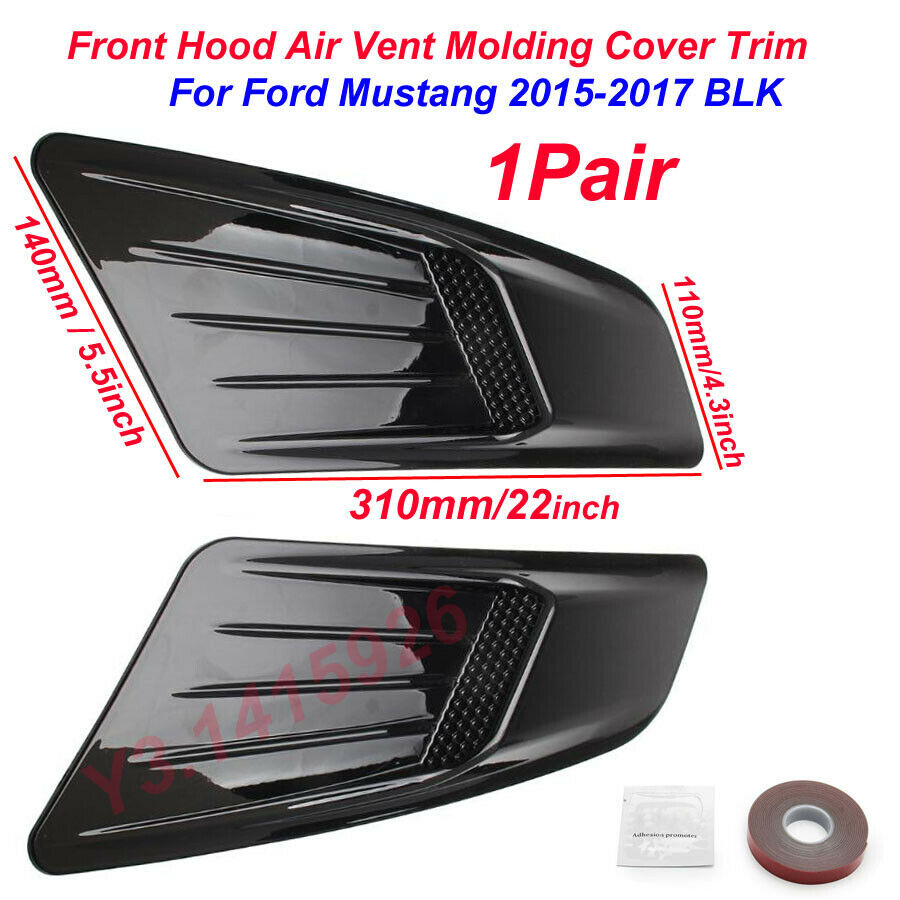 Front Hood Air Vent Molding Cover Trim For Ford Mustang 2015-2017 BLK