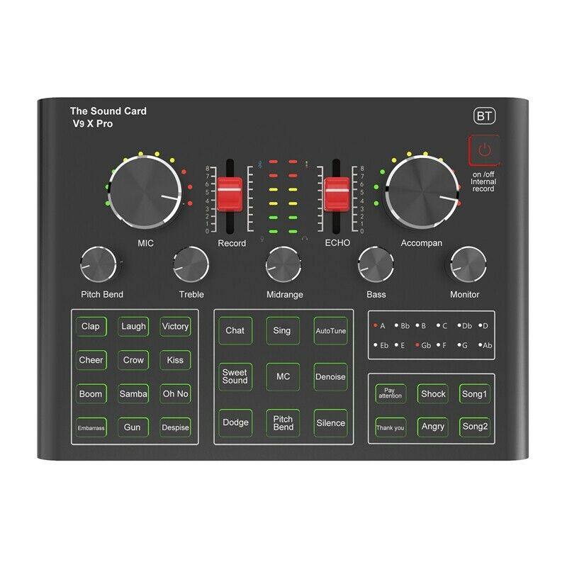 V9X PRO Sound Card,Audio Mixer for Live Broadcast Recording Phone Computer PW5P2