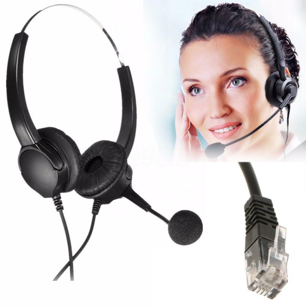RJ9 Call Center Noise Cancelling Headset Headphone for Desk Telephone