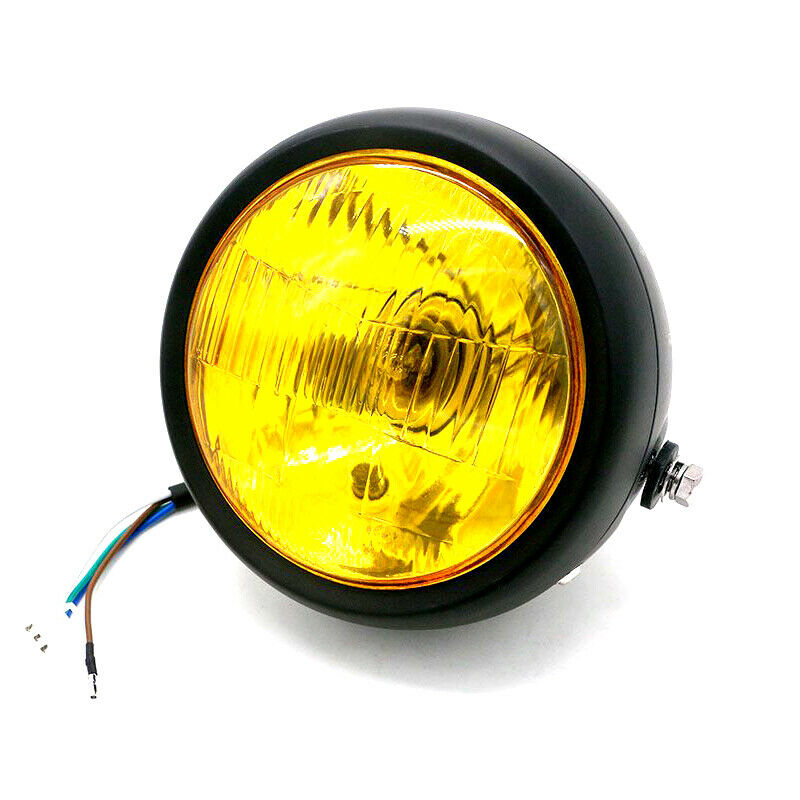 High/Low Beam 6.5" 12V Amber Motorcycle Headlight Spot Fog Light Lamps Universal