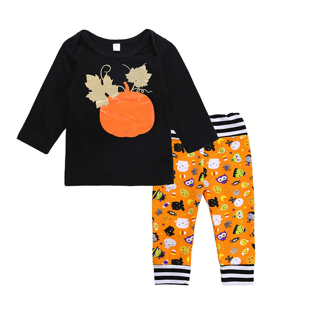 Baby Boy Girl Halloween T-shirt Tops+Pants Outfit 2pcs Clothes Set 24Months