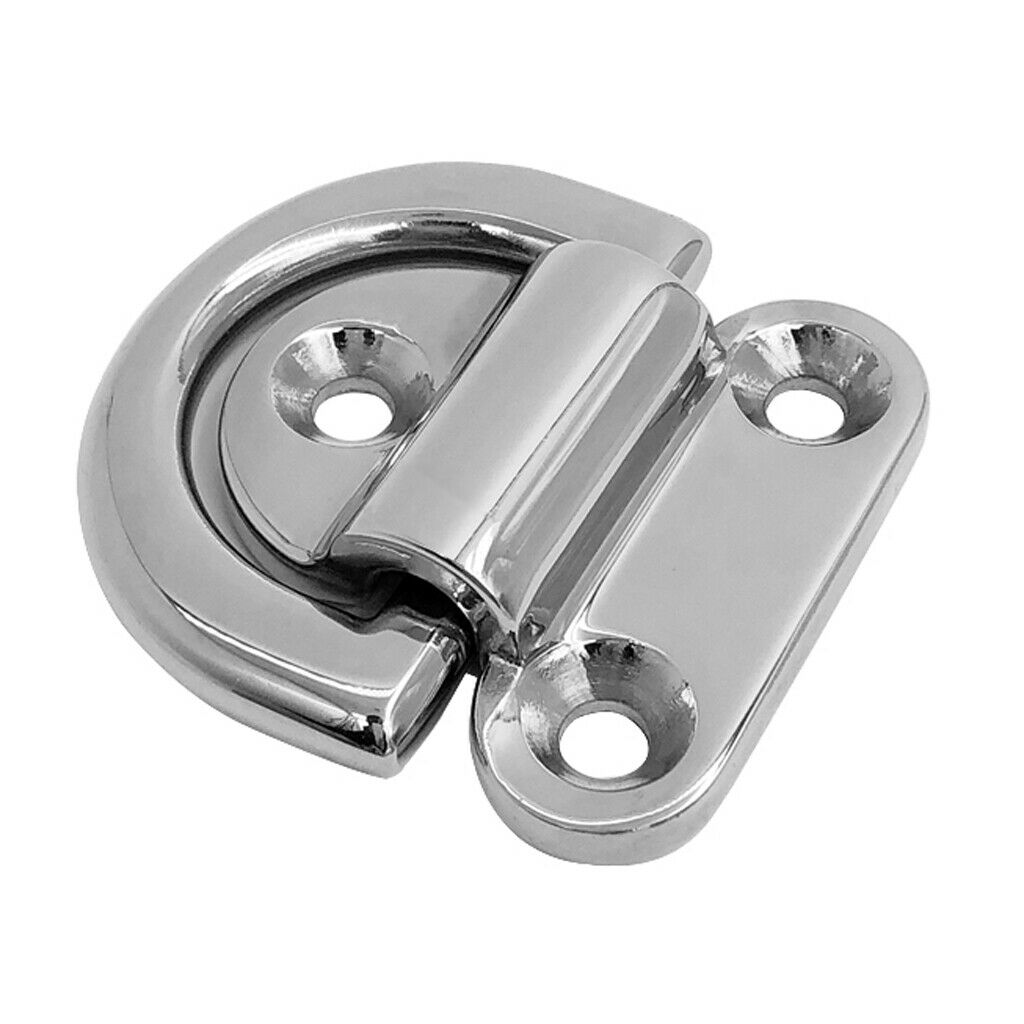 2pcs Folding Pad Eye Lashing D Ring Tie Down Anchor Point Marine Trailer