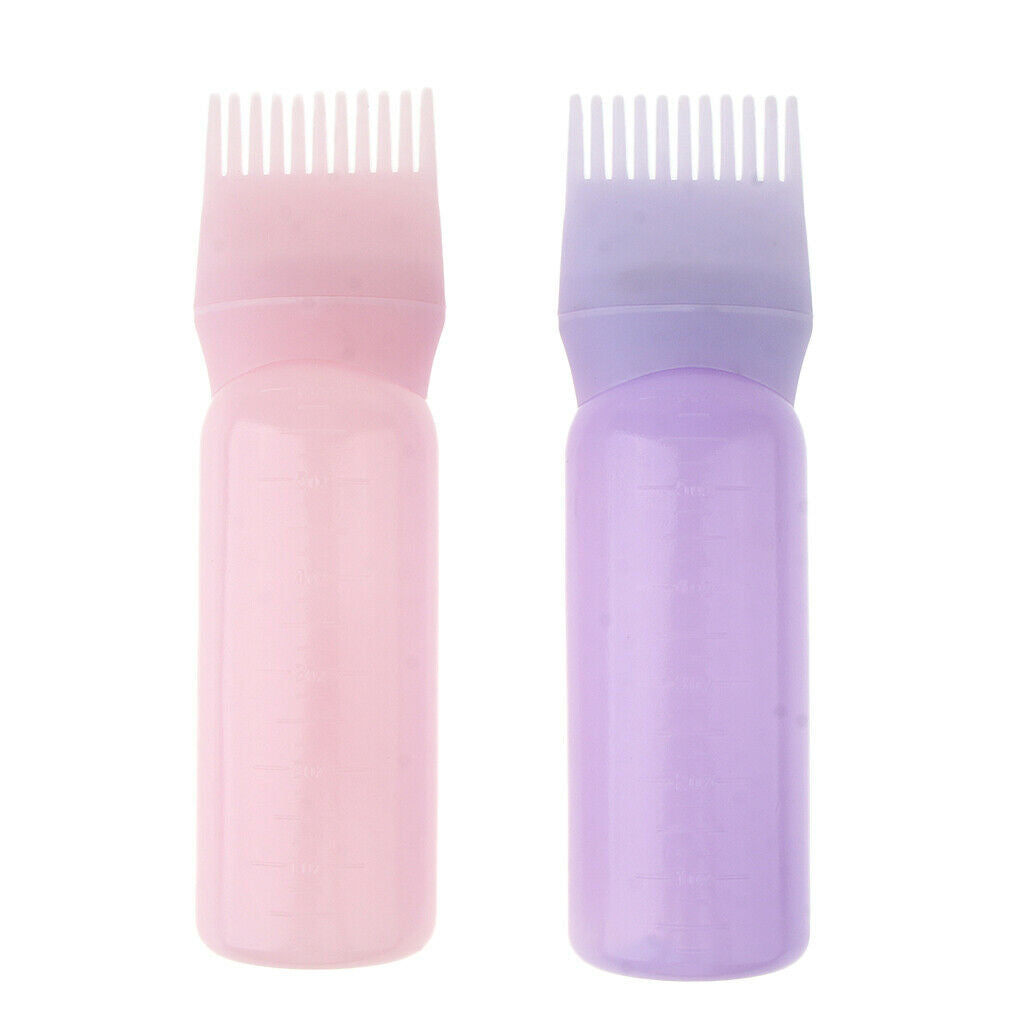Set of 2, Premium Plastic Hair Dye Combs Coloring Bottles Salon Tint Color