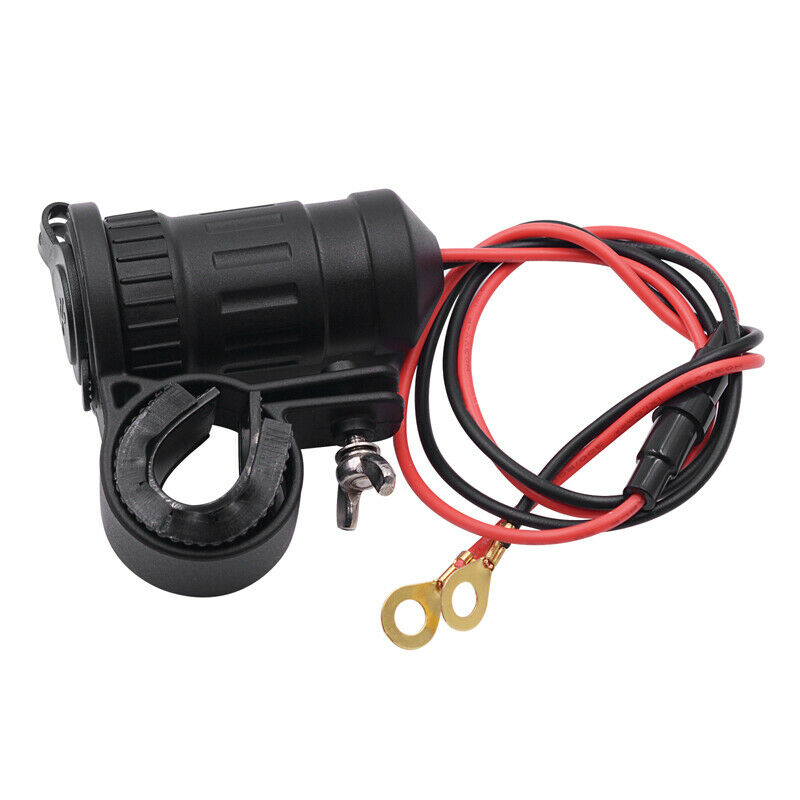 Dual USB 12V /24V Motorcycle Handlebar Charger Socket w/ Mounts Clamp Waterproof