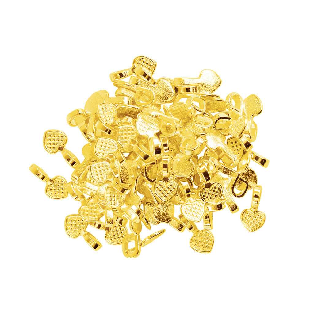 200PCS Alloy Heart Charm Pendant Glue on Bail Connector for DIY Necklace