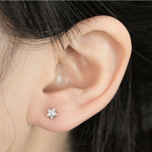 Pair Stainlss Propeller Earring  Zircon Steel Bar 1.2mm Bolt Unisex