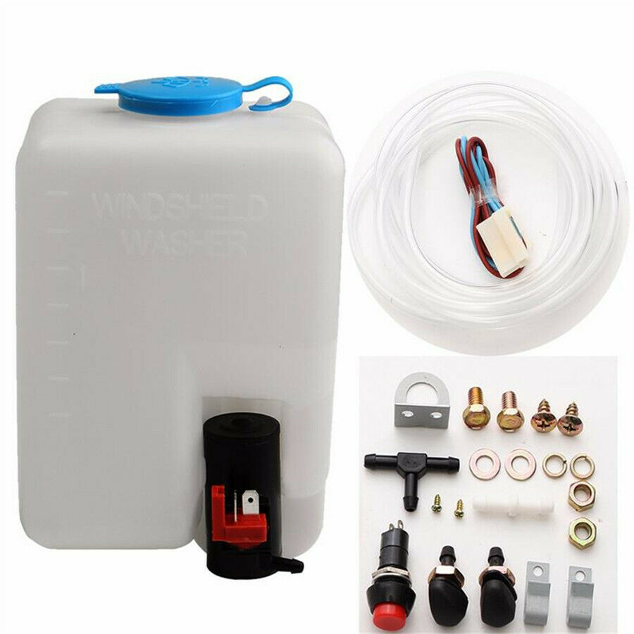 1x Universal Car SUV Pickup Windshield Washer Pump Bottle Kit Jets Sets 1.8L 12V