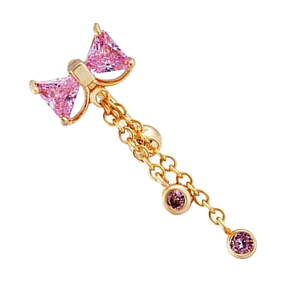 14G Butterfly Charms Belly Button Bar Navel Ring Piercing Jewelry Rose Red