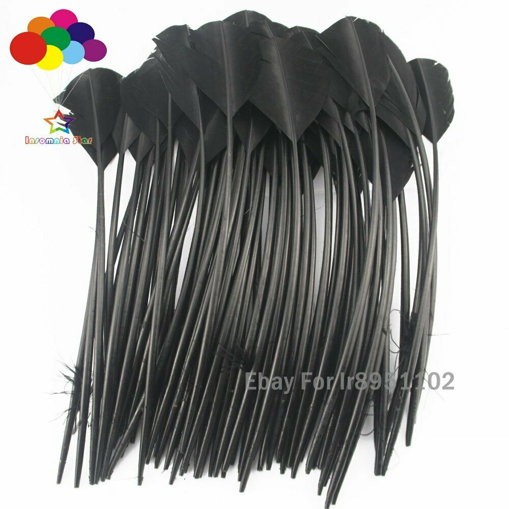 Black 100pcs 28-35 cm turkey wing feathers 11-14inch Plume Decoration Carnival