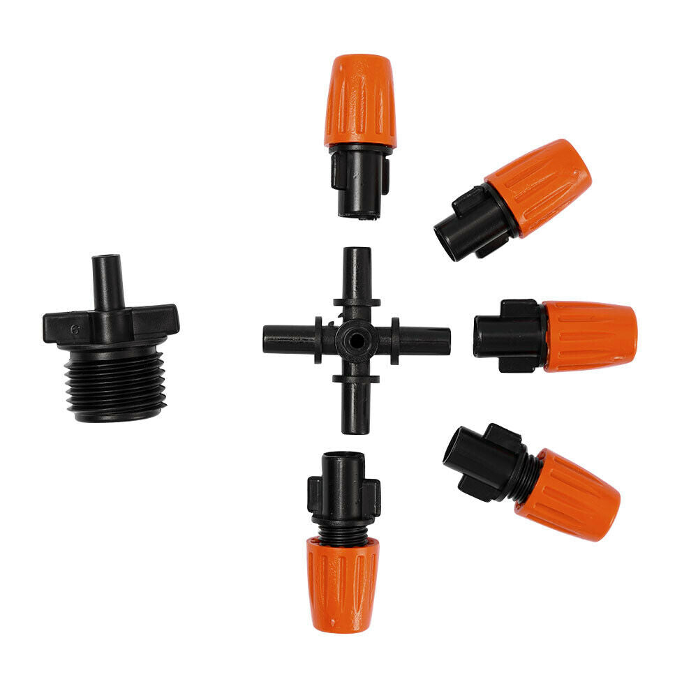 5-Head Cross Micro Sprinkler Garden Tool Irrigation Spray Nozzle Watering US