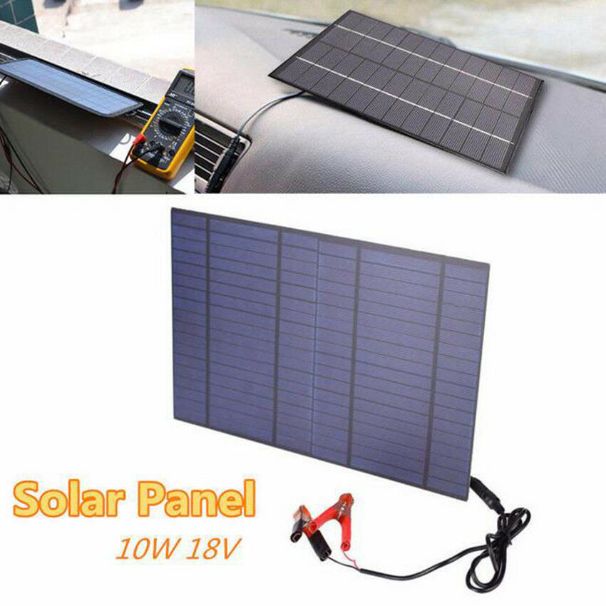 18V 10W Portable Solar Panel Kit for RV Car Motorcycle Battery Charger