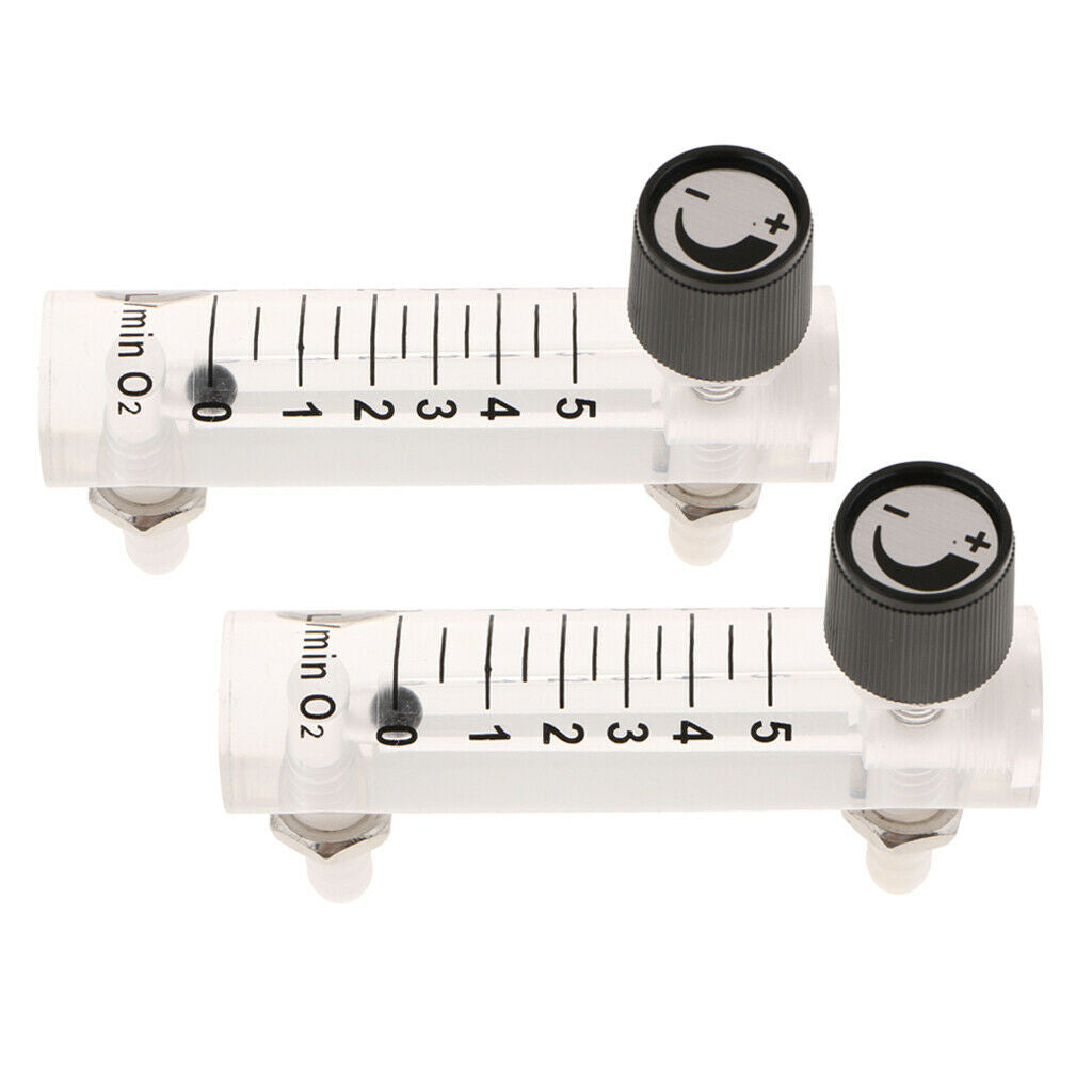 2x 0-5LPM Oxygen Gas Air Flow Meter Flowmeter Device Supplies with Valve