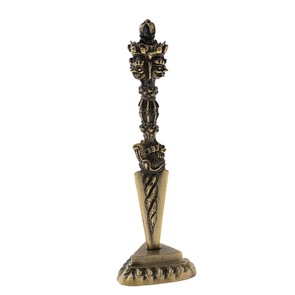 Faced Dark Phurba - 7 inch Lungta Mahakala Tibetan Nepal Vajra Deity Dagger
