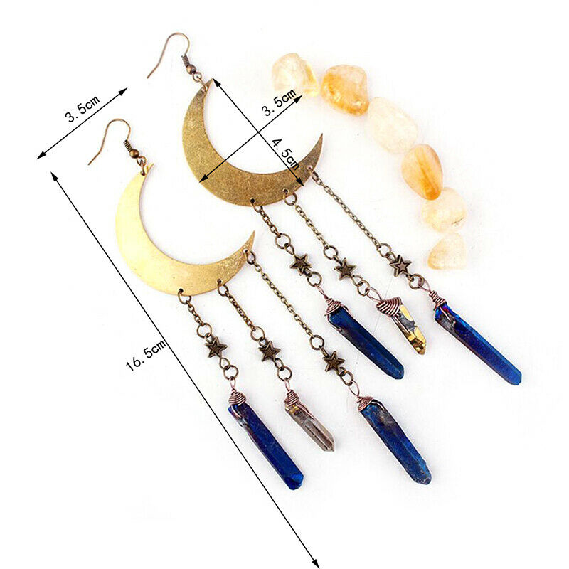 Large Moon Earrings Plated Dangly Drop Crescent Moon Celestial Gifts JewelryBDA