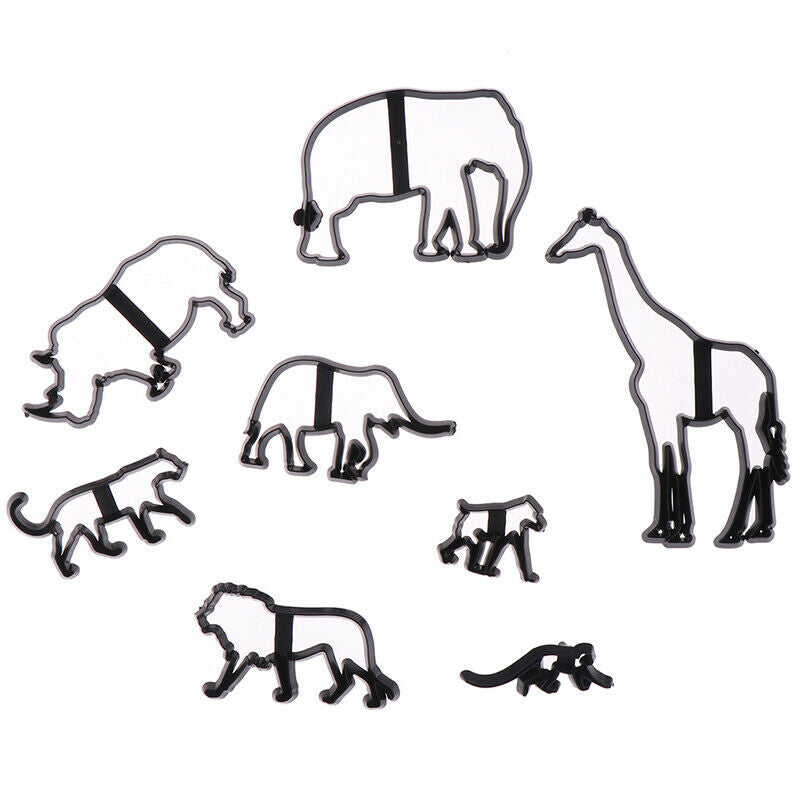 8Pcs Animal Cookie Cutter Plastic Elephant Lion Giraffe Leopard Fondant C.l8