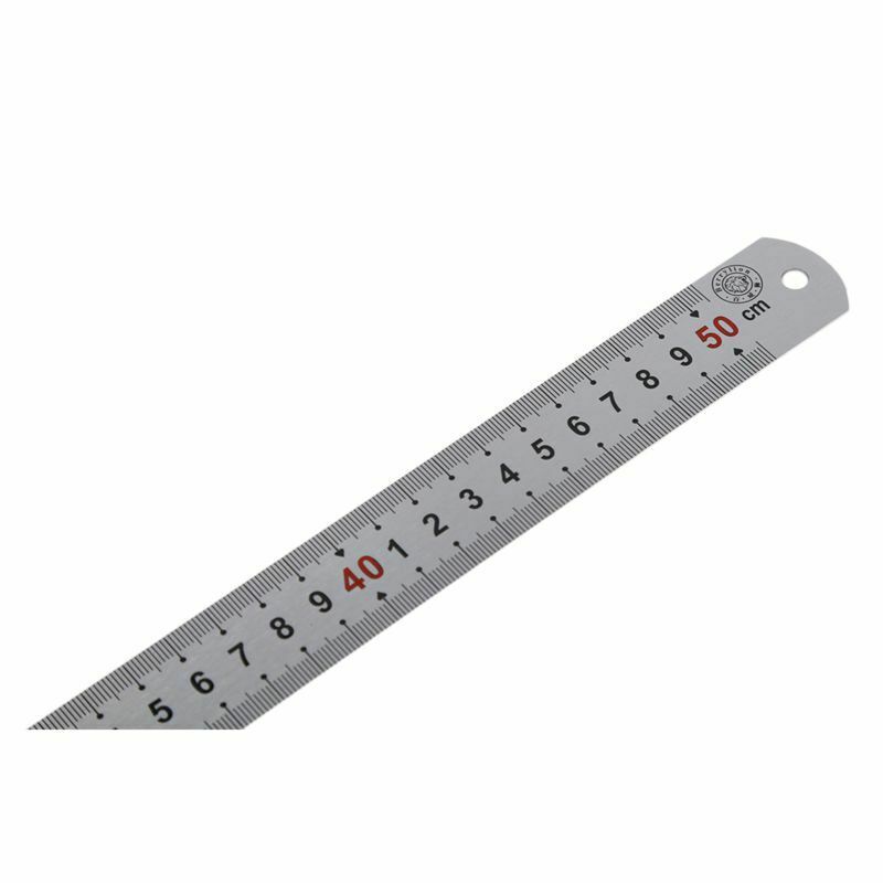 Double Side Scale Stainless Steel Straight Ruler Measu Tool 50cm Q2C9C9