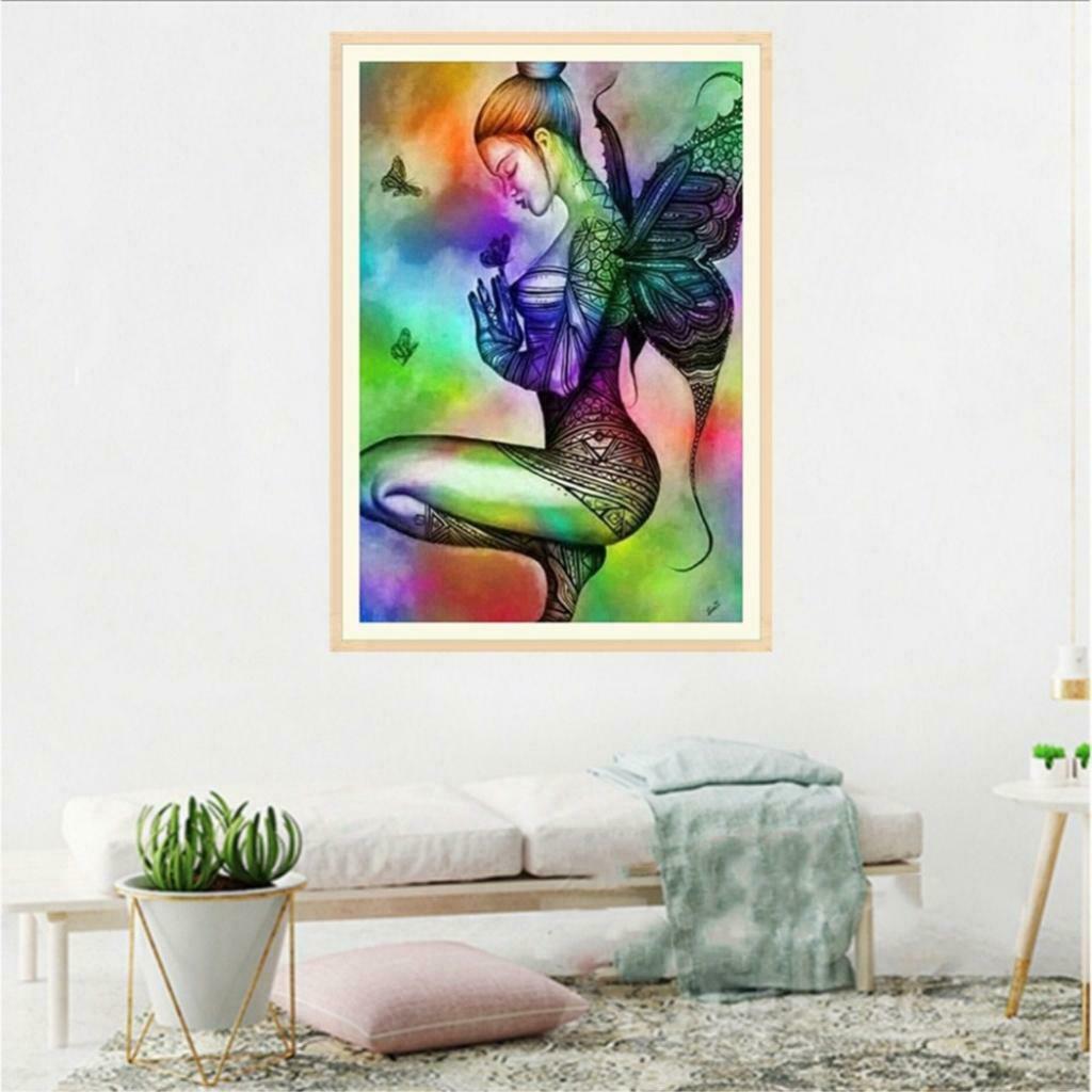 5D Diamond Painting Embroidery Raibow Butterfly Fairy Girls Cross Stitch Kit for