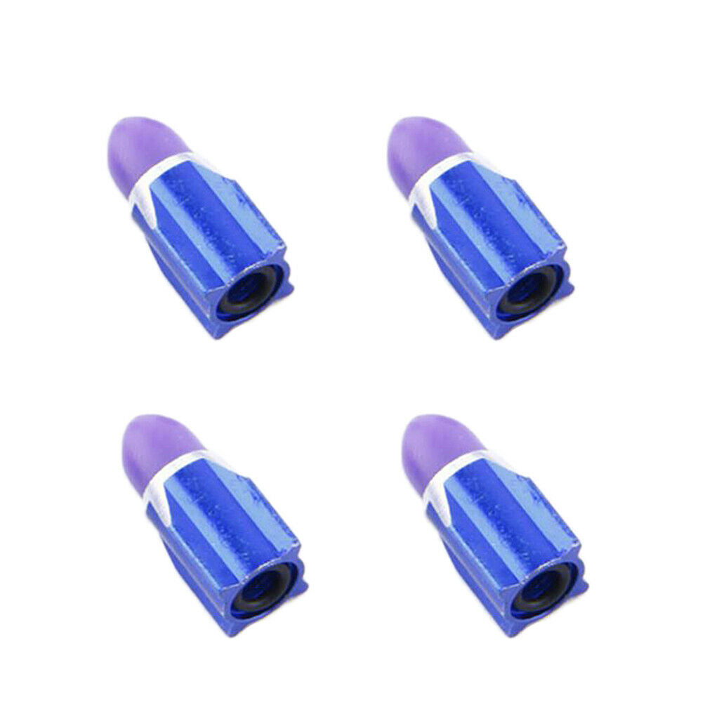 4Pieces Alloy Tire Stem Valve Caps Dust Cover for Motorcycle Blue + Purple