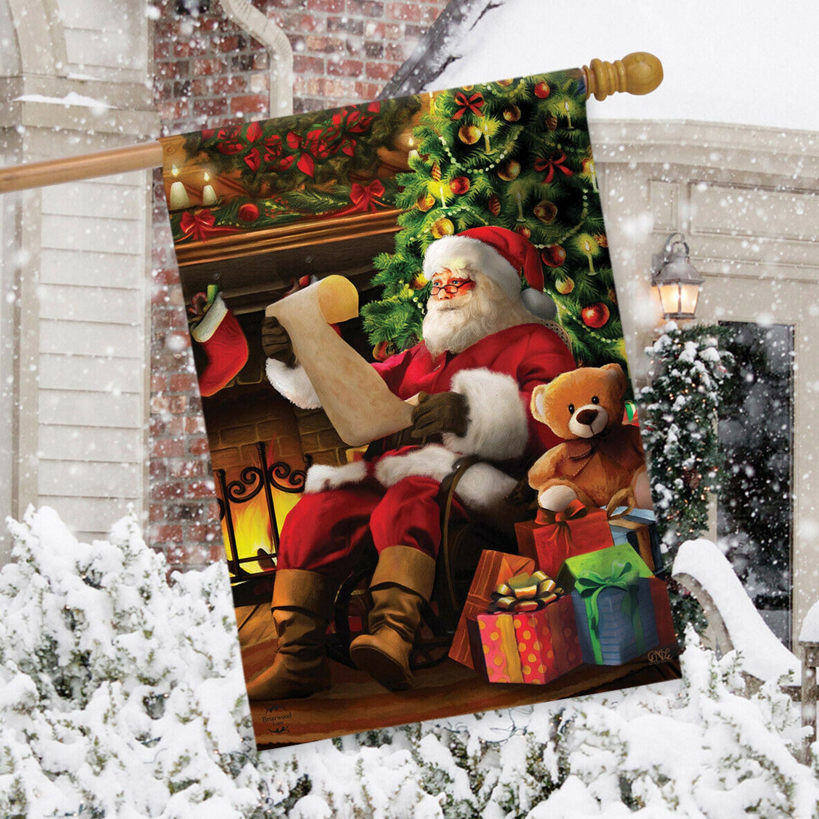 Naughty or Nice Christmas House Flag Santa Claus 28" x 40" Briarwood Lane New