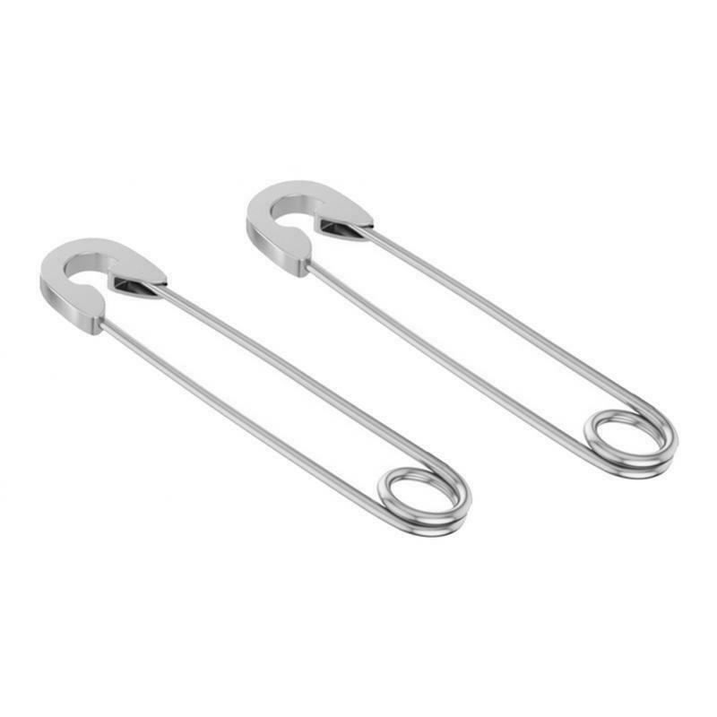 2pcs Fashion Punk Safety Pin Earrings Drop Stainless Steel Eardrop 37.8mm