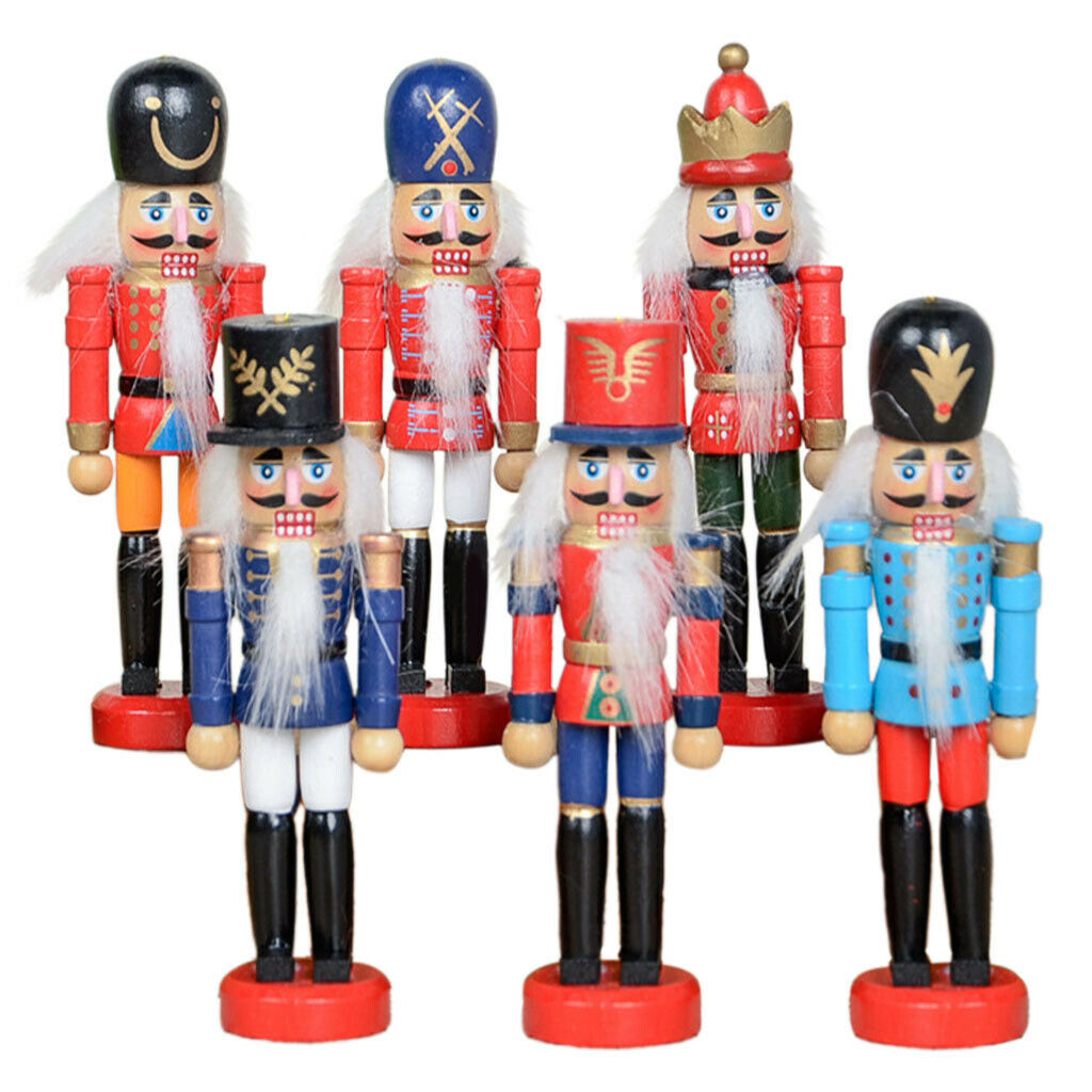 6Pcs Nutcracker Soldier Soldier Figures Decorative Ornament Christmas Gifts