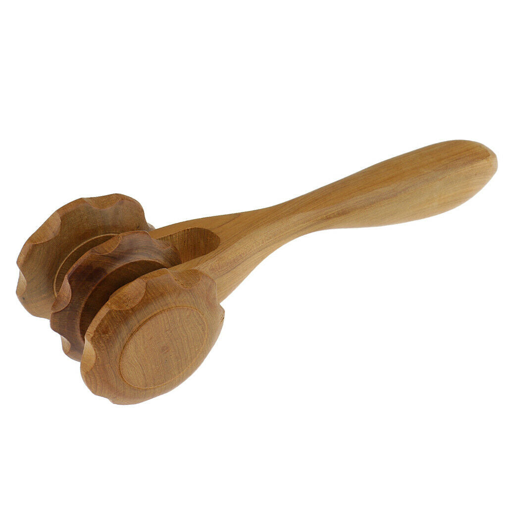 Handmade Wooden Massager With Easy Grip Handle, Acupressure Massager Roller,