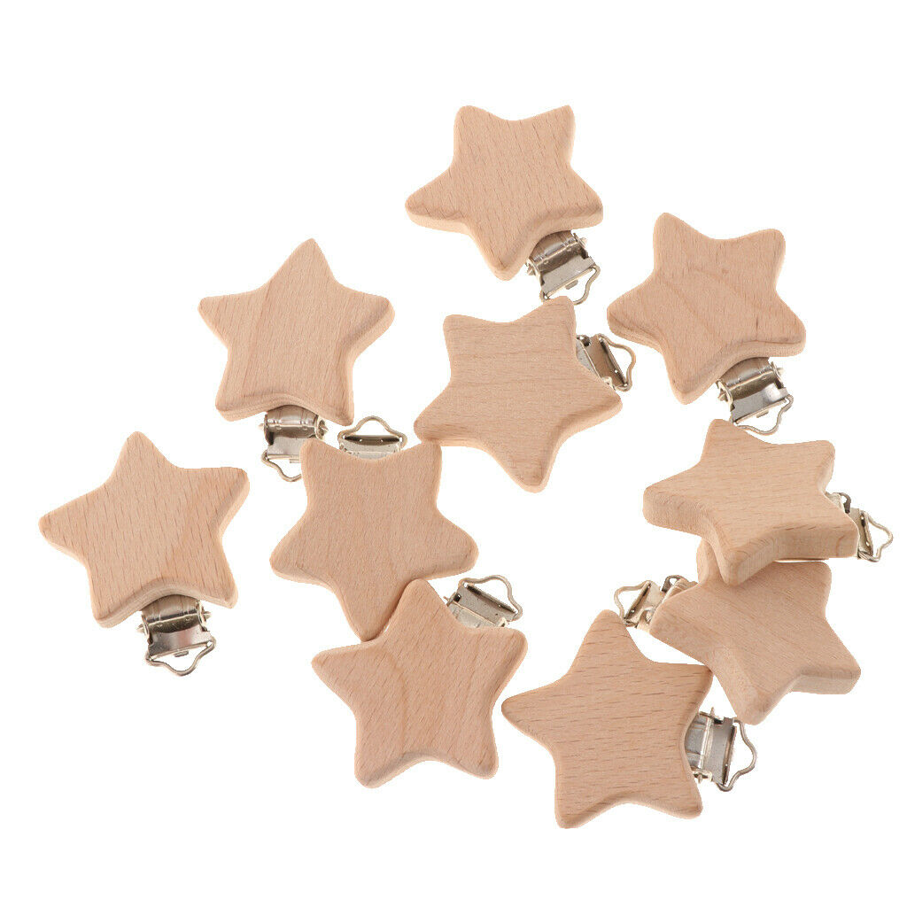 Wooden Baby Pacifier Clip Dummy Clips DIY Star-Shaped Nursing Accessory