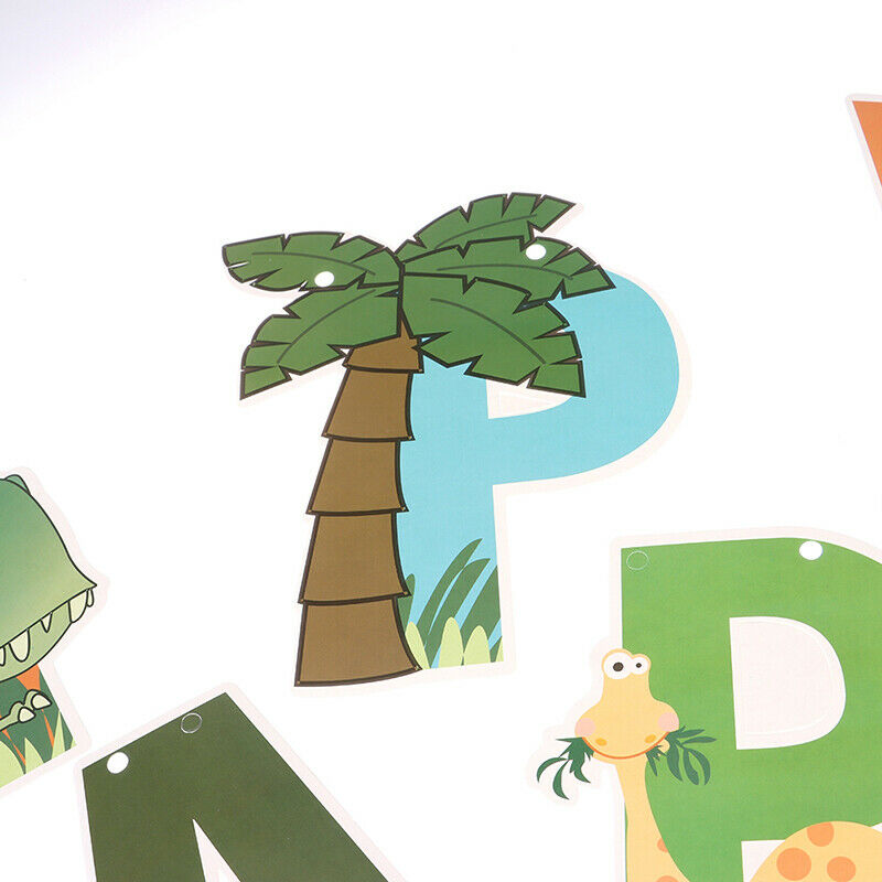 Dinosaur style flag Jungle Safari Birthday Party Jurassic World Dino Par.l8