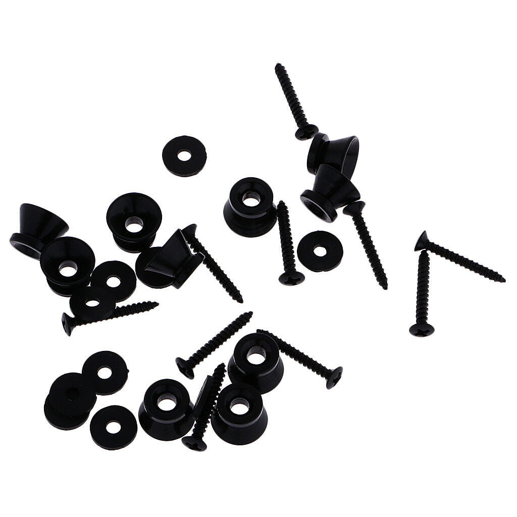 20Pcs/Set Black Eectric Guitar Bass Strap Lock Tail Pin Ukulele Pins Button