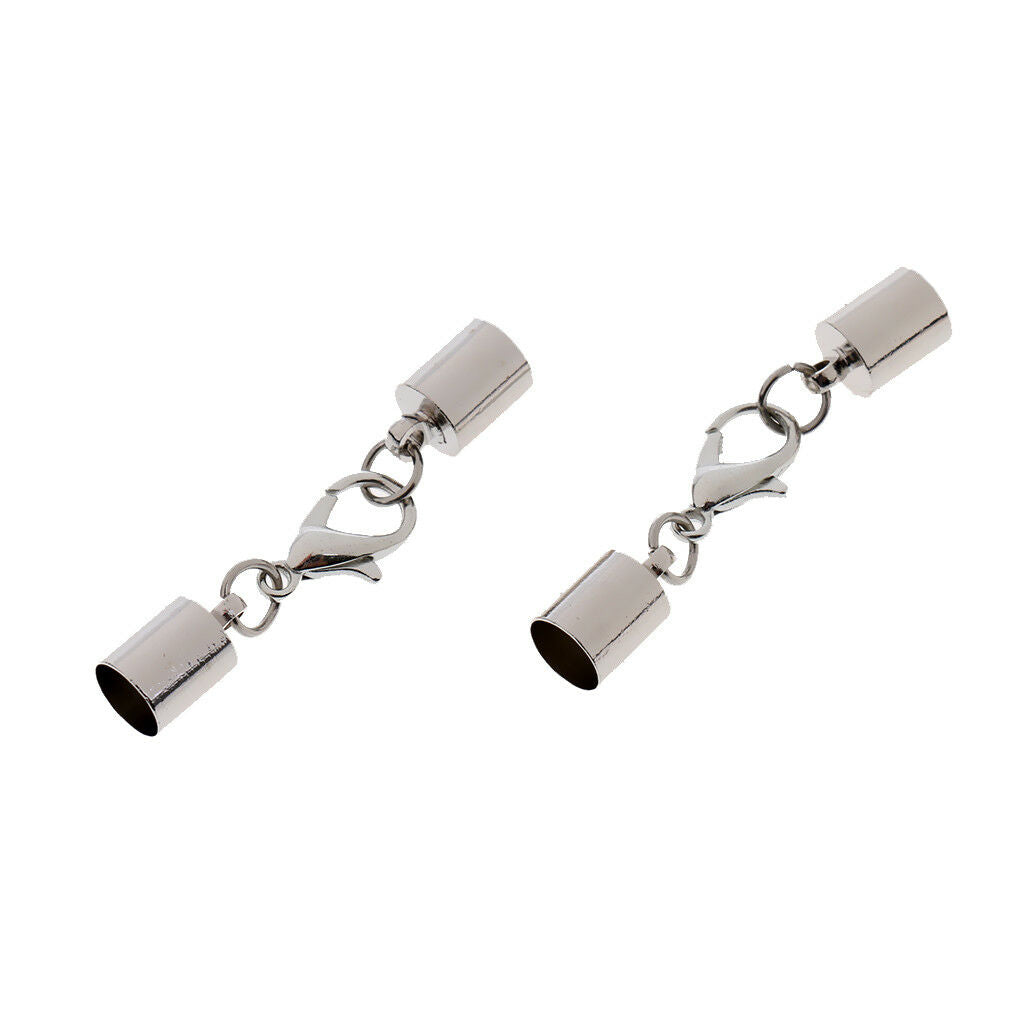 6 Pcs Sliver Cord End Caps Lobster Clasp Converter DIY Jewelry Findings