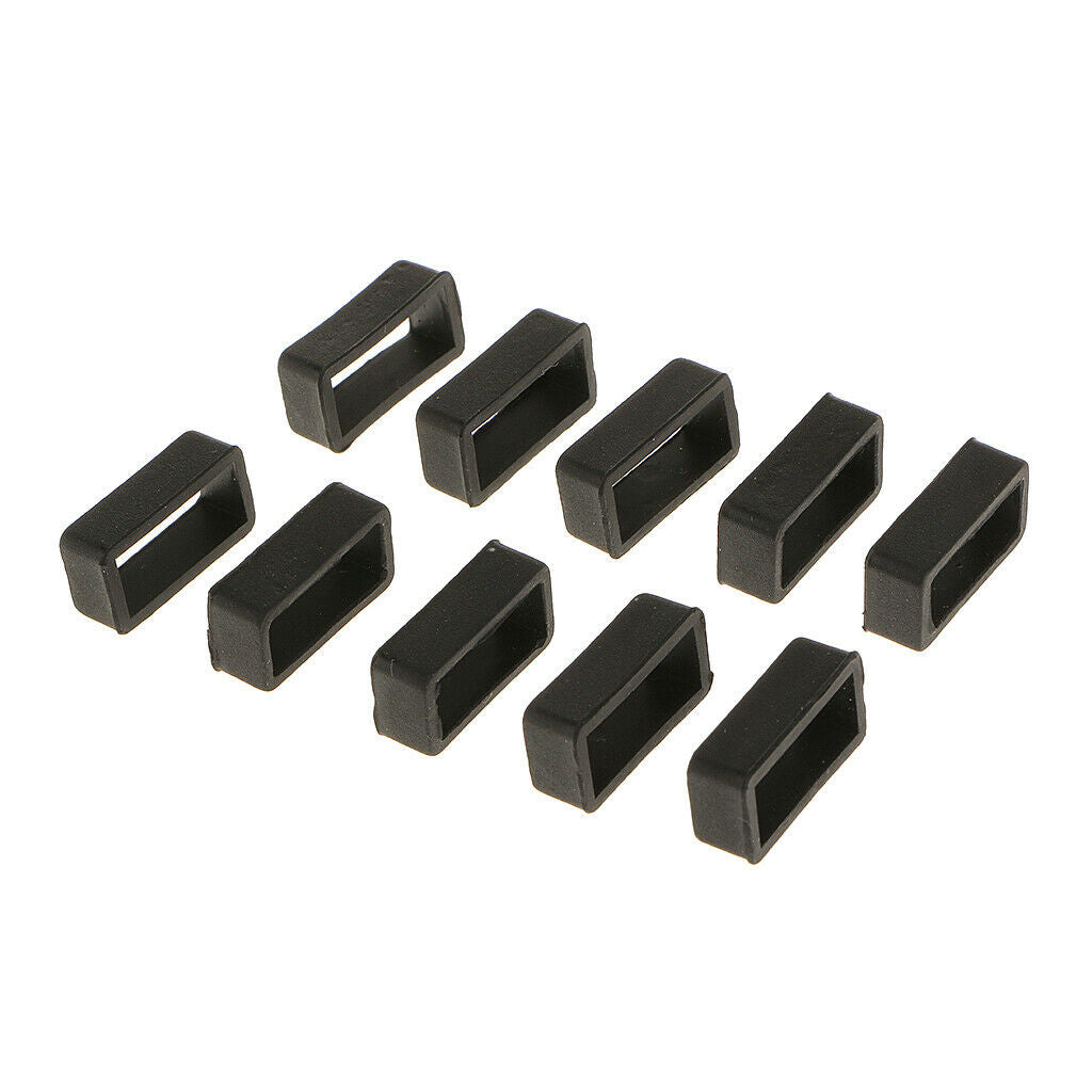 30x Black Watch Band Strap Replacement Small Rubber Strap Ends Loops Holder