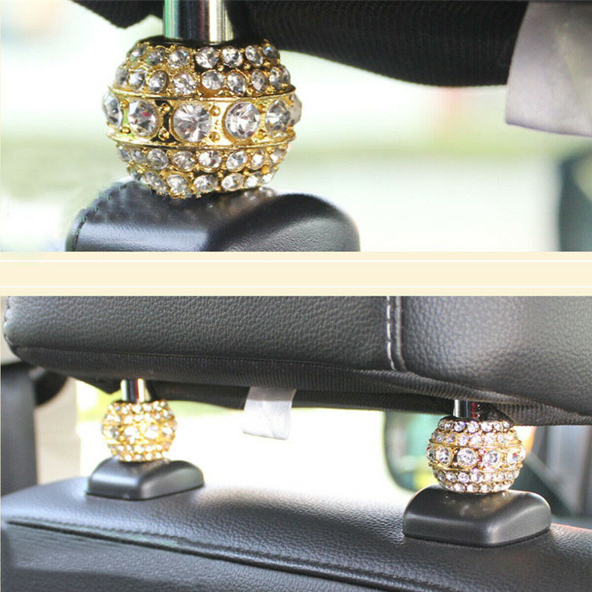4X Crystal Diamond Car Seat Headrest Collar Decor Women Car Interior Accessories