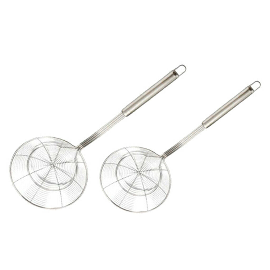 2pcs Stainless Steel Skimmer Ladle Spider Colander Deep French Fries Fish
