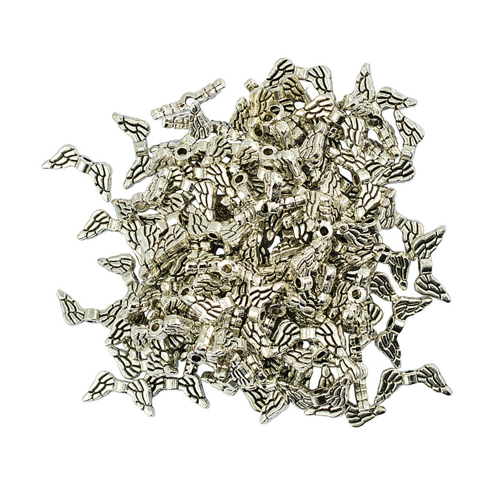 100Pcs Wings Charms Pendants Dangles Beads Necklace Earrings Beading Jewelry