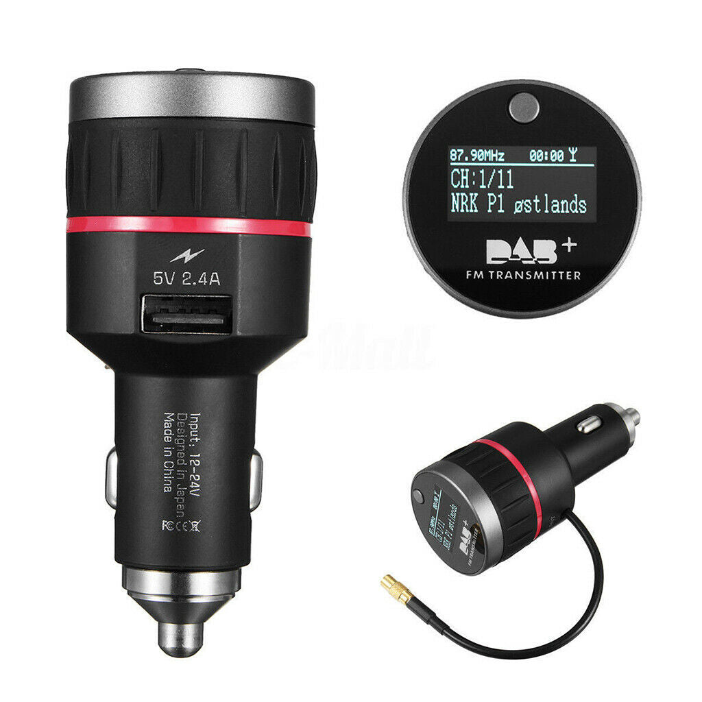 Car DAB + Digital Radio USB Adapter Receiver Tuner + FM Transmitter +Antenna