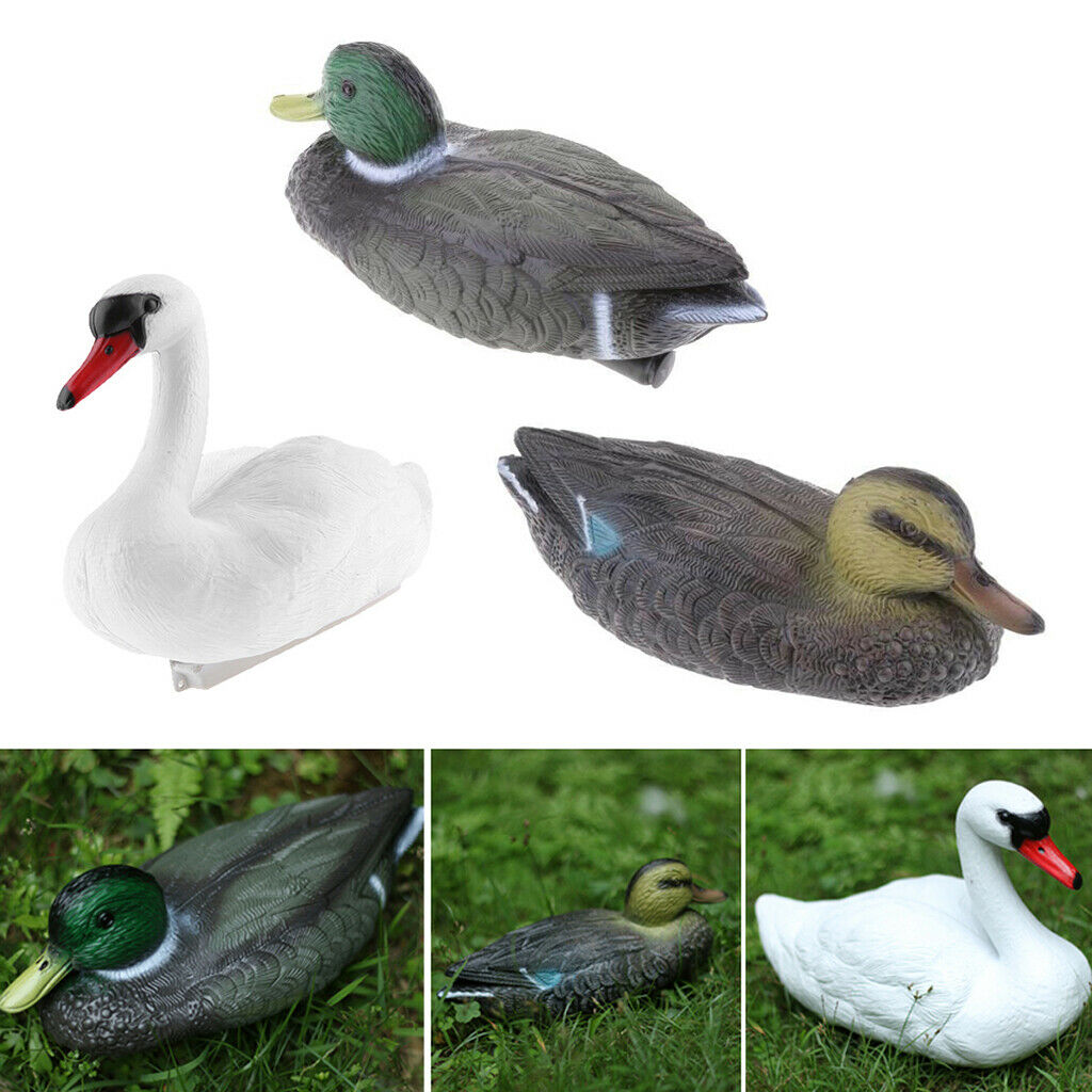 Pack of 3 Simulation Decoy Duck Plastic Realistic Garden Mallard Duck Swan