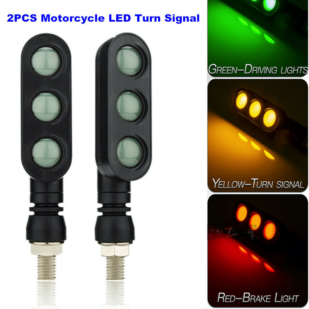 2PCS Motorcycle Dirt Bike Scooter LED Turn Signal Dual Light Blinker Indicator