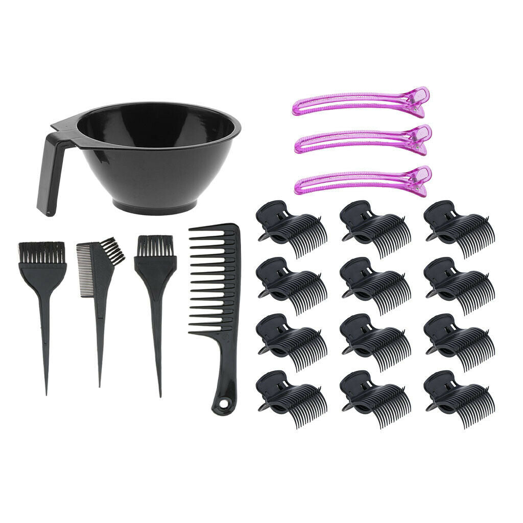 Hair Color Bowl Brush Comb Hair Hot Roller Super Clips Hair Styling Kit